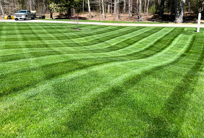 Striped healthy new lawn installation by Stern Lawn & Landscaping LLC in Wausau, Wisconsin